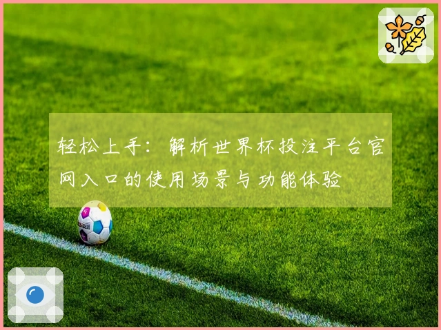 轻松上手：解析世界杯投注平台官网入口的使用场景与功能体验